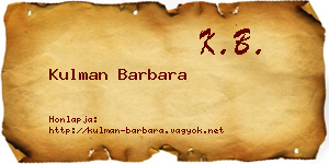Kulman Barbara névjegykártya
